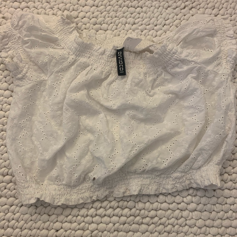 White off the shoulder crop top
